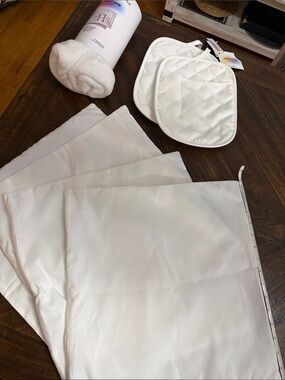 Bundle white blanket,pot holders, pillow covers sublimation print on demand